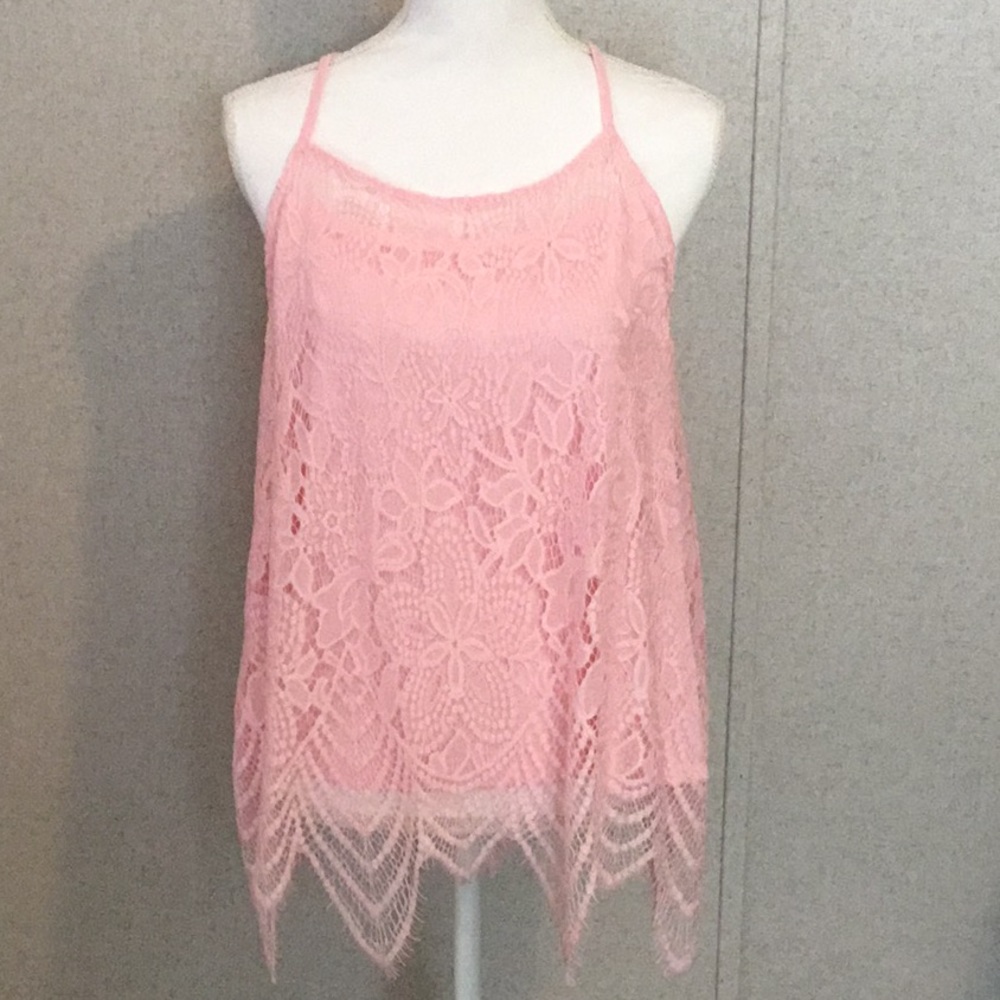 NWT pink No Boundaries lace tank top size XL